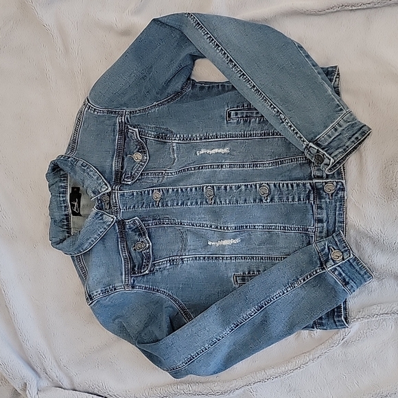 Earl Jeans Distressed Denim Jacket - Picture 1 of 7